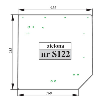 Szyba zielona tylna gięta 4 otwory u góry Claas/Renault Ares, Atles 7700072361