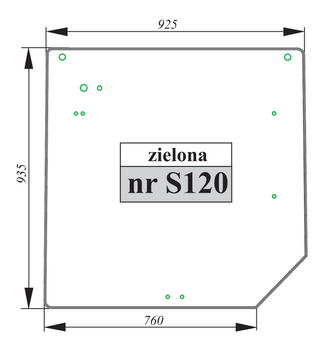 Szyba zielona tylna gięta przykręcana na zawiasach Claas/Renault Ares 7700048325