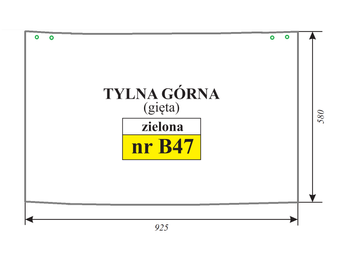 Szyba zielona tylna górna koparko ładowarki Case 580 E48356 E49810