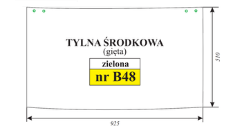 Szyba zielona tylna środkowa koparko ładowarki Case 580 E48355 E49809