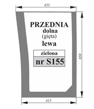 szyba przednia dolna lewa Landini Powermaster, Powermax, Powermondial, McCormick TTX, XTX Case 190030A5